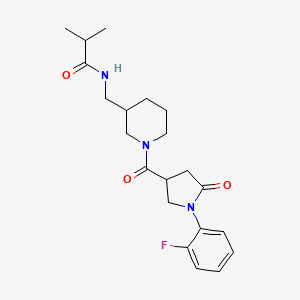 molecular formula C21H28FN3O3 B7129812 N-[[1-[1-(2-fluorophenyl)-5-oxopyrrolidine-3-carbonyl]piperidin-3-yl]methyl]-2-methylpropanamide 