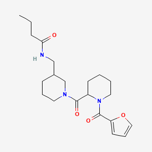 molecular formula C21H31N3O4 B7129827 N-[[1-[1-(furan-2-carbonyl)piperidine-2-carbonyl]piperidin-3-yl]methyl]butanamide 