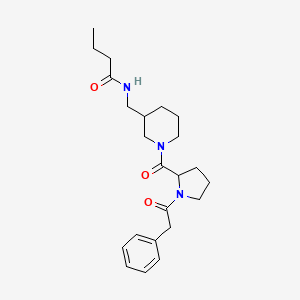 molecular formula C23H33N3O3 B7129851 N-[[1-[1-(2-phenylacetyl)pyrrolidine-2-carbonyl]piperidin-3-yl]methyl]butanamide 