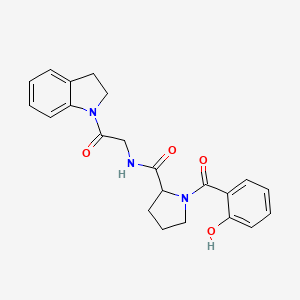 molecular formula C22H23N3O4 B7129858 N-[2-(2,3-dihydroindol-1-yl)-2-oxoethyl]-1-(2-hydroxybenzoyl)pyrrolidine-2-carboxamide 