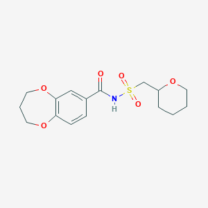 molecular formula C16H21NO6S B7129925 N-(oxan-2-ylmethylsulfonyl)-3,4-dihydro-2H-1,5-benzodioxepine-7-carboxamide 
