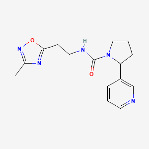 molecular formula C15H19N5O2 B7129932 N-[2-(3-methyl-1,2,4-oxadiazol-5-yl)ethyl]-2-pyridin-3-ylpyrrolidine-1-carboxamide 