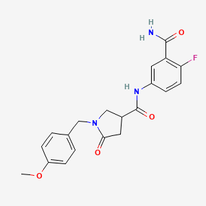molecular formula C20H20FN3O4 B7129963 N-(3-carbamoyl-4-fluorophenyl)-1-[(4-methoxyphenyl)methyl]-5-oxopyrrolidine-3-carboxamide 