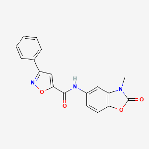 molecular formula C18H13N3O4 B7129979 N-(3-methyl-2-oxo-1,3-benzoxazol-5-yl)-3-phenyl-1,2-oxazole-5-carboxamide 