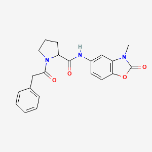 molecular formula C21H21N3O4 B7129980 N-(3-methyl-2-oxo-1,3-benzoxazol-5-yl)-1-(2-phenylacetyl)pyrrolidine-2-carboxamide 