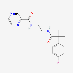 molecular formula C18H19FN4O2 B7129983 N-[2-[[1-(4-fluorophenyl)cyclobutanecarbonyl]amino]ethyl]pyrazine-2-carboxamide 