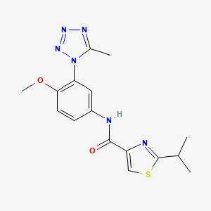 molecular formula C16H18N6O2S B7129998 N-[4-methoxy-3-(5-methyltetrazol-1-yl)phenyl]-2-propan-2-yl-1,3-thiazole-4-carboxamide 