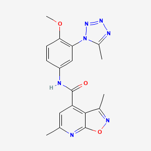 molecular formula C18H17N7O3 B7130032 N-[4-methoxy-3-(5-methyltetrazol-1-yl)phenyl]-3,6-dimethyl-[1,2]oxazolo[5,4-b]pyridine-4-carboxamide 
