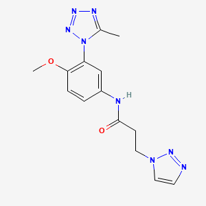 molecular formula C14H16N8O2 B7130034 N-[4-methoxy-3-(5-methyltetrazol-1-yl)phenyl]-3-(triazol-1-yl)propanamide 