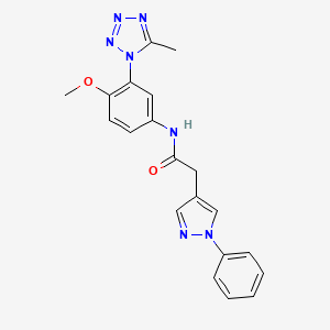 molecular formula C20H19N7O2 B7130040 N-[4-methoxy-3-(5-methyltetrazol-1-yl)phenyl]-2-(1-phenylpyrazol-4-yl)acetamide 