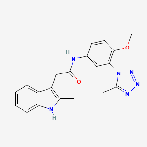 molecular formula C20H20N6O2 B7130048 N-[4-methoxy-3-(5-methyltetrazol-1-yl)phenyl]-2-(2-methyl-1H-indol-3-yl)acetamide 