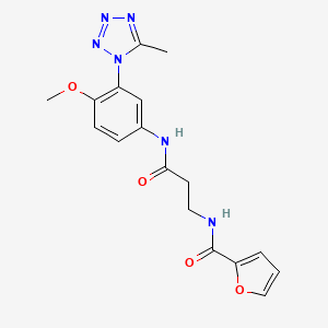 molecular formula C17H18N6O4 B7130070 N-[3-[4-methoxy-3-(5-methyltetrazol-1-yl)anilino]-3-oxopropyl]furan-2-carboxamide 