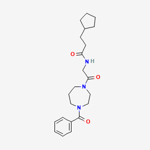 molecular formula C22H31N3O3 B7130095 N-[2-(4-benzoyl-1,4-diazepan-1-yl)-2-oxoethyl]-3-cyclopentylpropanamide 