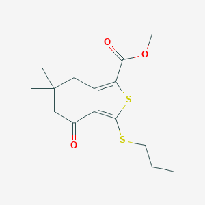 molecular formula C15H20O3S2 B071301 6,6-二甲基-4-氧代-3-(丙硫基)-4,5,6,7-四氢苯并[c]噻吩-1-甲酸甲酯 CAS No. 175202-42-3