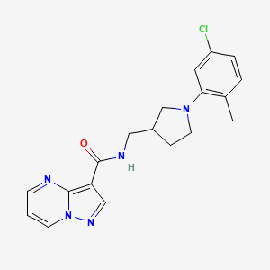 molecular formula C19H20ClN5O B7130187 N-[[1-(5-chloro-2-methylphenyl)pyrrolidin-3-yl]methyl]pyrazolo[1,5-a]pyrimidine-3-carboxamide 