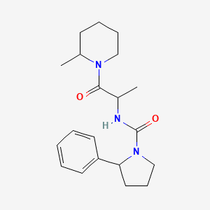 molecular formula C20H29N3O2 B7130264 N-[1-(2-methylpiperidin-1-yl)-1-oxopropan-2-yl]-2-phenylpyrrolidine-1-carboxamide 