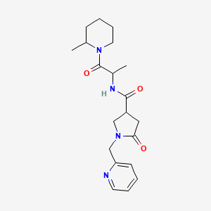 molecular formula C20H28N4O3 B7130285 N-[1-(2-methylpiperidin-1-yl)-1-oxopropan-2-yl]-5-oxo-1-(pyridin-2-ylmethyl)pyrrolidine-3-carboxamide 