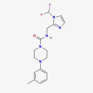 molecular formula C17H21F2N5O B7130399 N-[[1-(difluoromethyl)imidazol-2-yl]methyl]-4-(3-methylphenyl)piperazine-1-carboxamide 