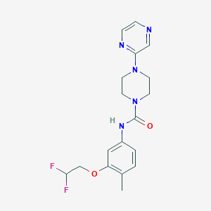molecular formula C18H21F2N5O2 B7130559 N-[3-(2,2-difluoroethoxy)-4-methylphenyl]-4-pyrazin-2-ylpiperazine-1-carboxamide 