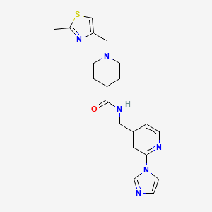 molecular formula C20H24N6OS B7130602 N-[(2-imidazol-1-ylpyridin-4-yl)methyl]-1-[(2-methyl-1,3-thiazol-4-yl)methyl]piperidine-4-carboxamide 
