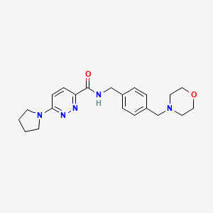 molecular formula C21H27N5O2 B7130639 N-[[4-(morpholin-4-ylmethyl)phenyl]methyl]-6-pyrrolidin-1-ylpyridazine-3-carboxamide 