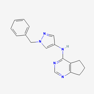 molecular formula C17H17N5 B7130659 N-(1-benzylpyrazol-4-yl)-6,7-dihydro-5H-cyclopenta[d]pyrimidin-4-amine 