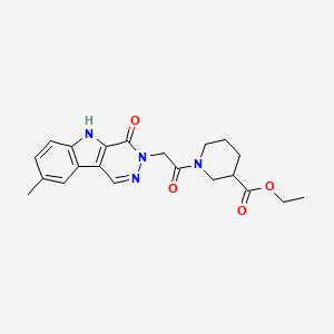 molecular formula C21H24N4O4 B7130752 ethyl 1-[(8-methyl-4-oxo-4,5-dihydro-3H-pyridazino[4,5-b]indol-3-yl)acetyl]piperidine-3-carboxylate 