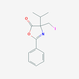 molecular formula C13H14INO2 B071308 4-(Iodomethyl)-2-phenyl-4-propan-2-yl-1,3-oxazol-5-one CAS No. 182176-14-3