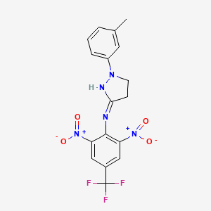molecular formula C17H14F3N5O4 B7130820 N-[2,6-dinitro-4-(trifluoromethyl)phenyl]-1-(3-methylphenyl)pyrazolidin-3-imine 