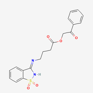 molecular formula C19H18N2O5S B7130846 Phenacyl 4-[(1,1-dioxo-1,2-benzothiazol-3-ylidene)amino]butanoate 