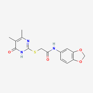 molecular formula C15H15N3O4S B7131062 N-(1,3-benzodioxol-5-yl)-2-[(4,5-dimethyl-6-oxo-1H-pyrimidin-2-yl)sulfanyl]acetamide 