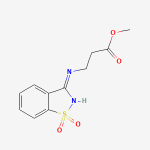 molecular formula C11H12N2O4S B7131094 Methyl 3-[(1,1-dioxo-1,2-benzothiazol-3-ylidene)amino]propanoate 
