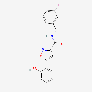 molecular formula C17H13FN2O3 B7131099 N-[(3-fluorophenyl)methyl]-5-(2-hydroxyphenyl)-1,2-oxazole-3-carboxamide 