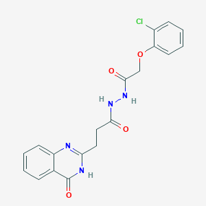 molecular formula C19H17ClN4O4 B7131116 N'-[2-(2-chlorophenoxy)acetyl]-3-(4-oxo-3H-quinazolin-2-yl)propanehydrazide 