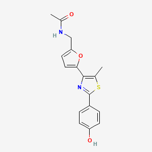 molecular formula C17H16N2O3S B7131119 N-[[5-[2-(4-hydroxyphenyl)-5-methyl-1,3-thiazol-4-yl]furan-2-yl]methyl]acetamide 