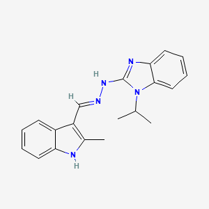 molecular formula C20H21N5 B7131136 N-[(E)-(2-methyl-1H-indol-3-yl)methylideneamino]-1-propan-2-ylbenzimidazol-2-amine 