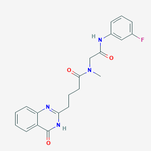 molecular formula C21H21FN4O3 B7131182 N-[2-(3-fluoroanilino)-2-oxoethyl]-N-methyl-4-(4-oxo-3H-quinazolin-2-yl)butanamide 