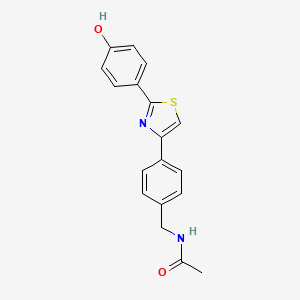 molecular formula C18H16N2O2S B7131243 N-[[4-[2-(4-hydroxyphenyl)-1,3-thiazol-4-yl]phenyl]methyl]acetamide 