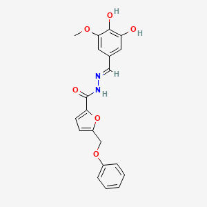 molecular formula C20H18N2O6 B7131271 N-[(E)-(3,4-dihydroxy-5-methoxyphenyl)methylideneamino]-5-(phenoxymethyl)furan-2-carboxamide 