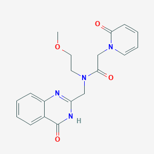 molecular formula C19H20N4O4 B7131421 N-(2-methoxyethyl)-2-(2-oxopyridin-1-yl)-N-[(4-oxo-3H-quinazolin-2-yl)methyl]acetamide 