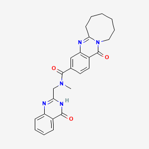 molecular formula C25H25N5O3 B7131482 N-methyl-13-oxo-N-[(4-oxo-3H-quinazolin-2-yl)methyl]-6,7,8,9,10,11-hexahydroazocino[2,1-b]quinazoline-3-carboxamide 