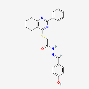 molecular formula C23H22N4O2S B7131539 N'-[(1E)-(4-hydroxyphenyl)methylene]-2-[(2-phenyl-5,6,7,8-tetrahydroquinazolin-4-yl)thio]acetohydrazide 