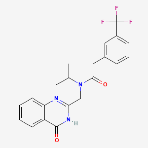 molecular formula C21H20F3N3O2 B7131608 N-[(4-oxo-3H-quinazolin-2-yl)methyl]-N-propan-2-yl-2-[3-(trifluoromethyl)phenyl]acetamide 