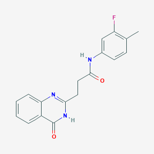 molecular formula C18H16FN3O2 B7131638 N-(3-fluoro-4-methylphenyl)-3-(4-oxo-3H-quinazolin-2-yl)propanamide 