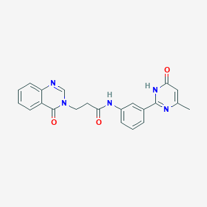 molecular formula C22H19N5O3 B7131661 N-[3-(4-methyl-6-oxo-1H-pyrimidin-2-yl)phenyl]-3-(4-oxoquinazolin-3-yl)propanamide 