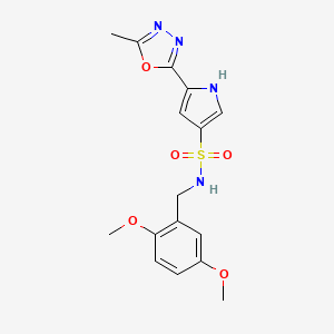 molecular formula C16H18N4O5S B7131770 N-[(2,5-Dimethoxyphenyl)methyl]-5-(5-methyl-1,3,4-oxadiazol-2-YL)-1H-pyrrole-3-sulfonamide 