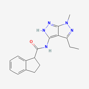 molecular formula C17H19N5O B7131884 N-(4-ethyl-6-methyl-2H-pyrazolo[3,4-c]pyrazol-3-yl)-2,3-dihydro-1H-indene-1-carboxamide 