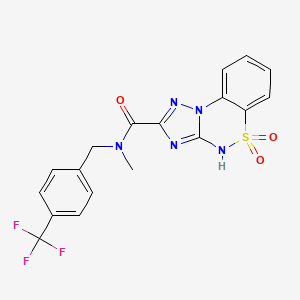 molecular formula C18H14F3N5O3S B7132162 N-methyl-5,5-dioxo-N-[[4-(trifluoromethyl)phenyl]methyl]-4H-[1,2,4]triazolo[5,1-c][1,2,4]benzothiadiazine-2-carboxamide 