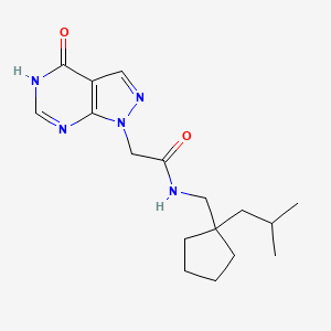 molecular formula C17H25N5O2 B7132249 N-[[1-(2-methylpropyl)cyclopentyl]methyl]-2-(4-oxo-5H-pyrazolo[3,4-d]pyrimidin-1-yl)acetamide 