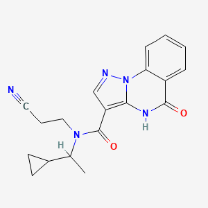 molecular formula C19H19N5O2 B7132375 N-(2-cyanoethyl)-N-(1-cyclopropylethyl)-5-oxo-4H-pyrazolo[1,5-a]quinazoline-3-carboxamide 